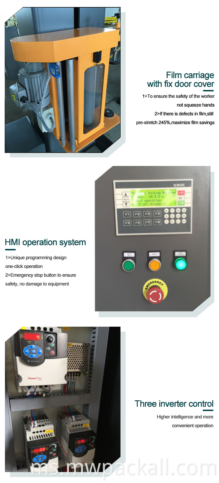 Mesin pembalut regangan palet automatik sepenuhnya dengan fungsi pemotongan automatik /pembalut regangan palet